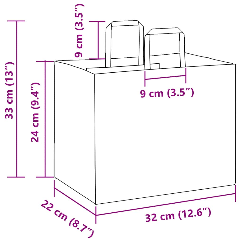 Papiertragetaschen 50 Stk. mit Henkeln Schwarz 32x22x24 cm