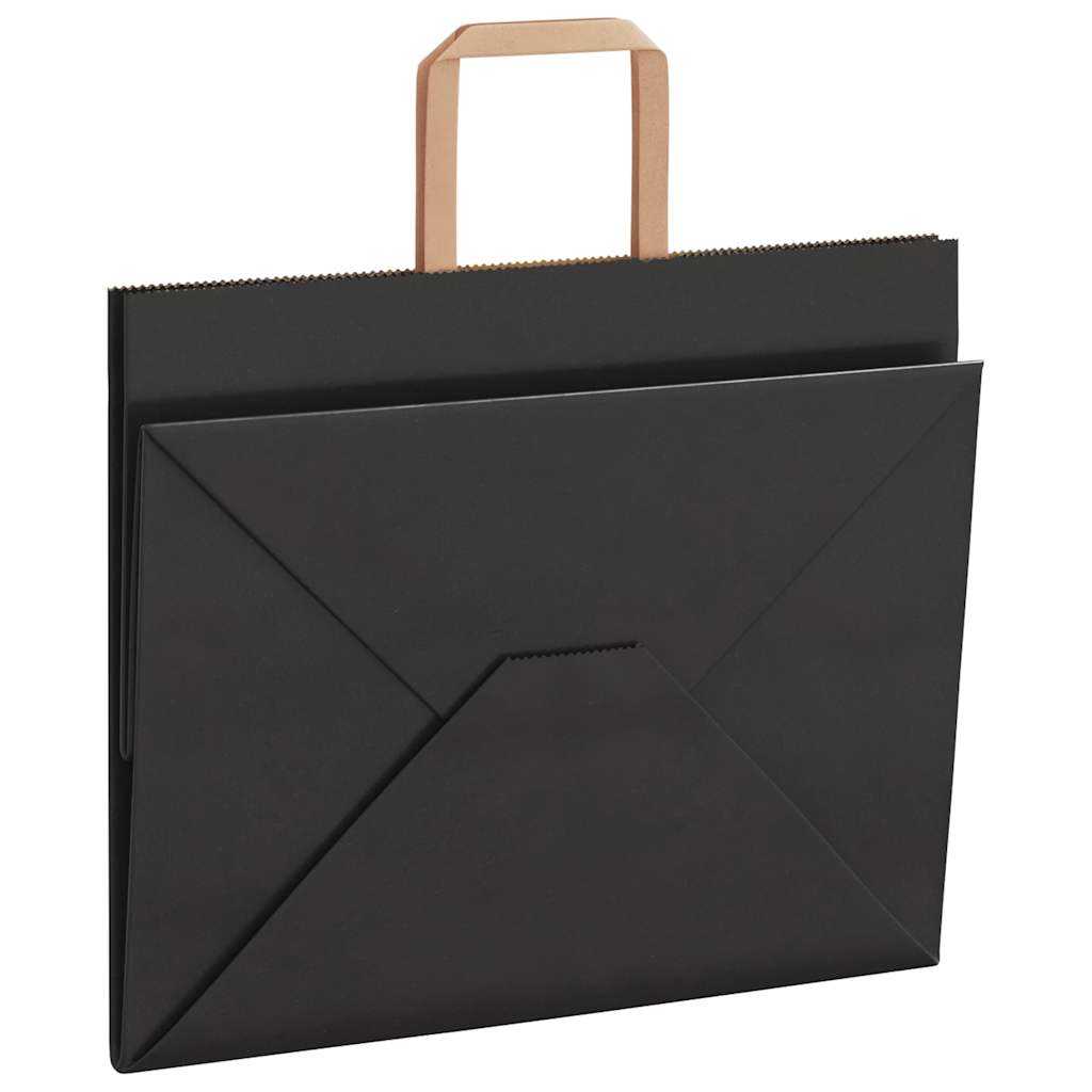 Papiertragetaschen 50 Stk. mit Henkeln Schwarz 32x22x24 cm