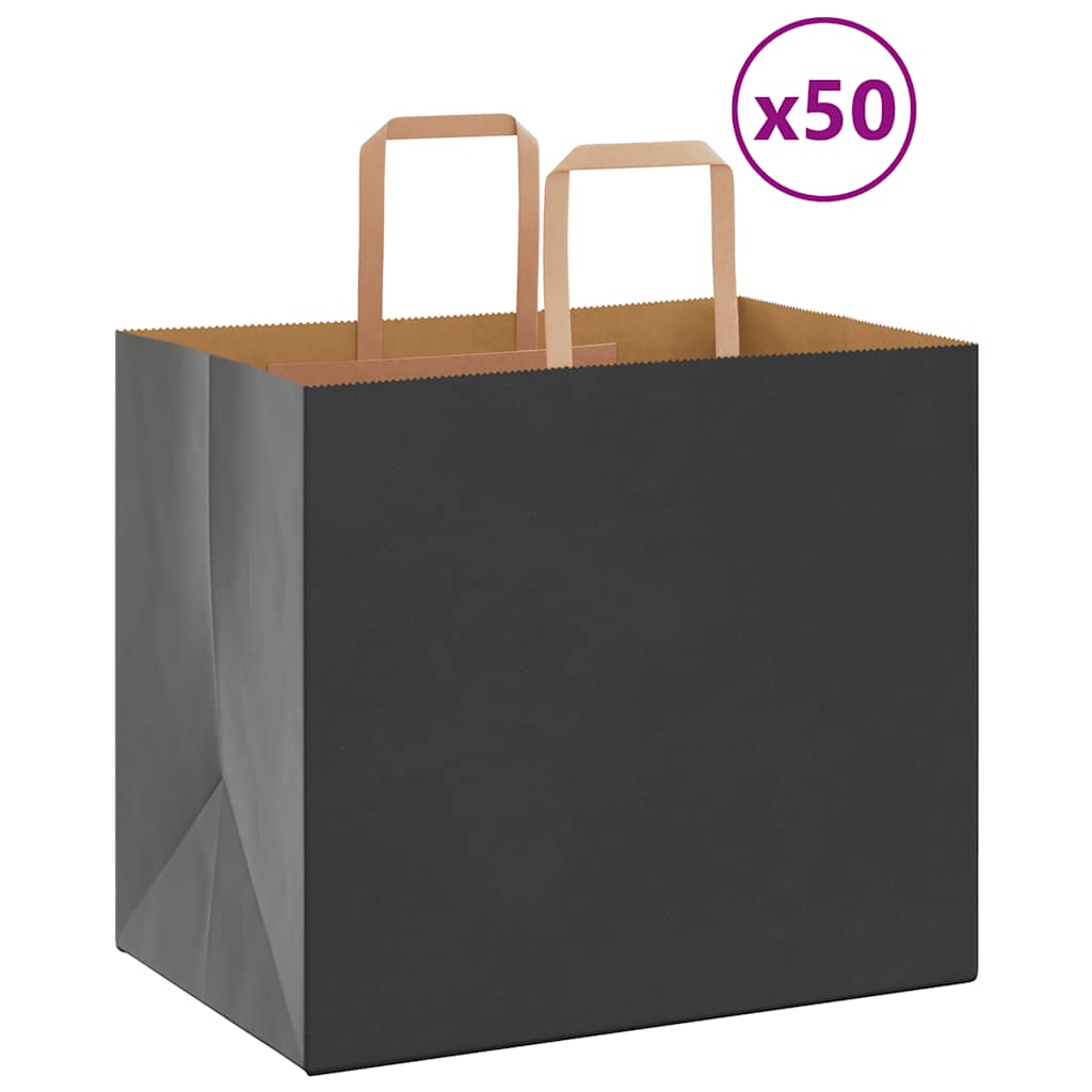 Papiertragetaschen 50 Stk. mit Henkeln Schwarz 32x22x28 cm
