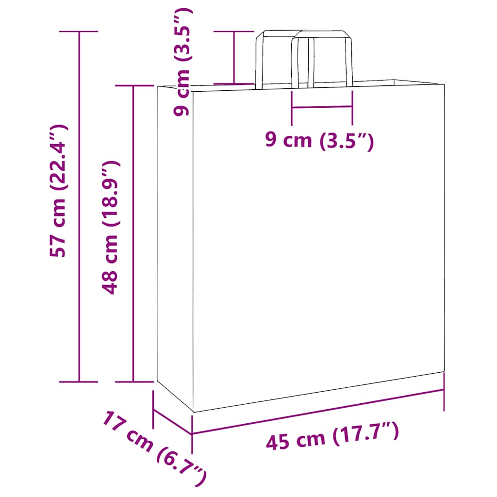 Papiertragetaschen 50 Stk. mit Henkeln Schwarz 45x17x48 cm