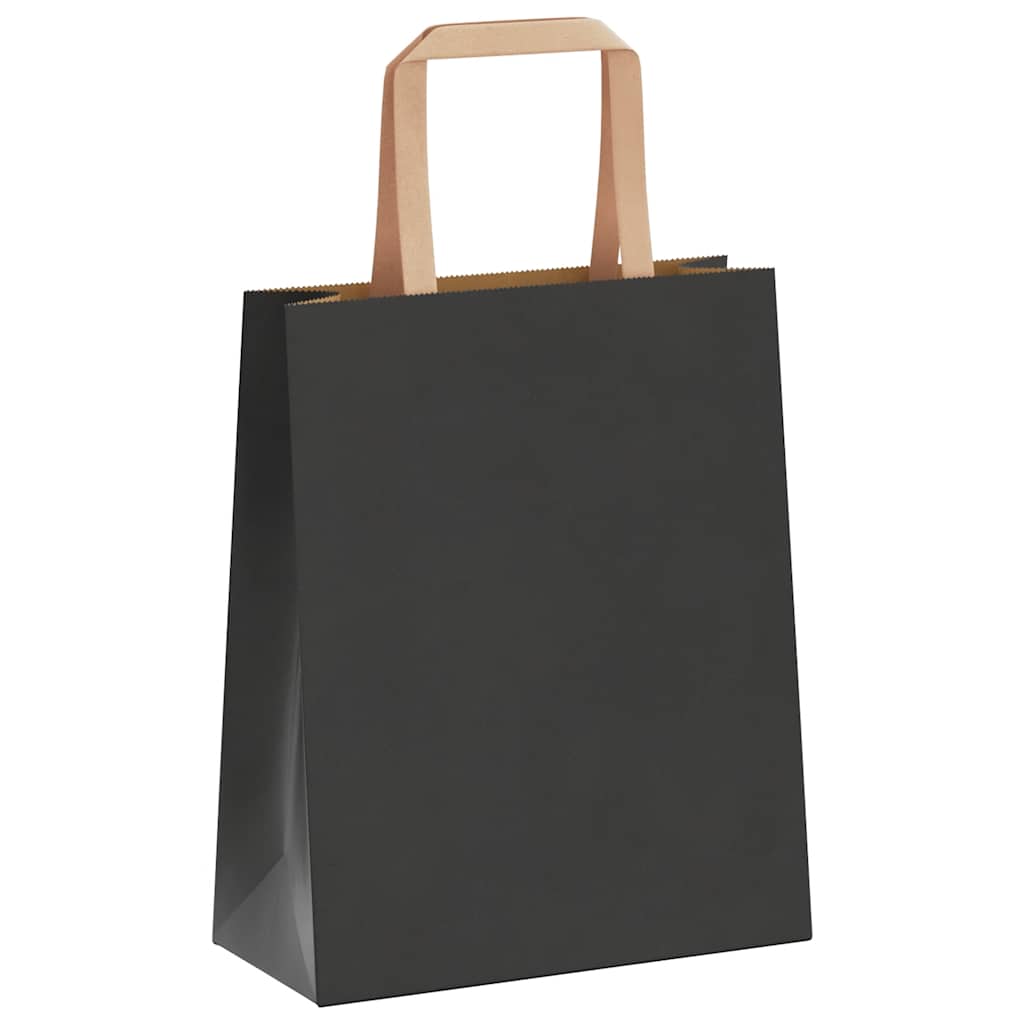 Papiertragetaschen 250 Stk. mit Henkeln Schwarz 18x8x22 cm