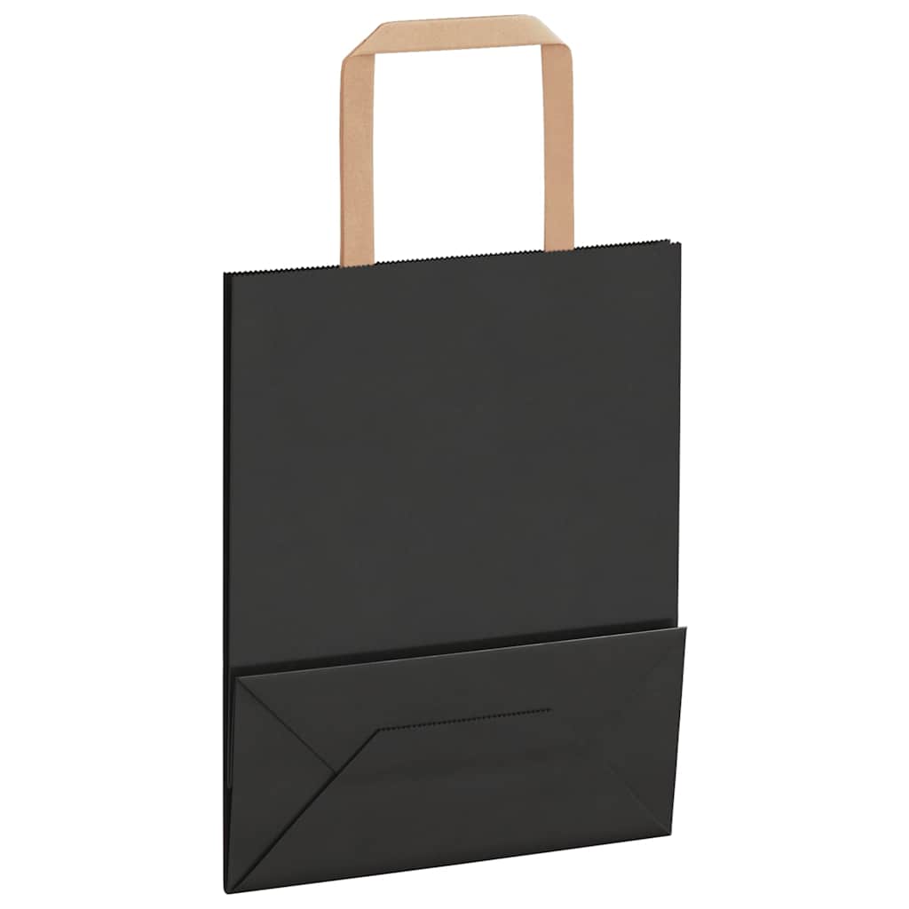 Papiertragetaschen 250 Stk. mit Henkeln Schwarz 18x8x22 cm