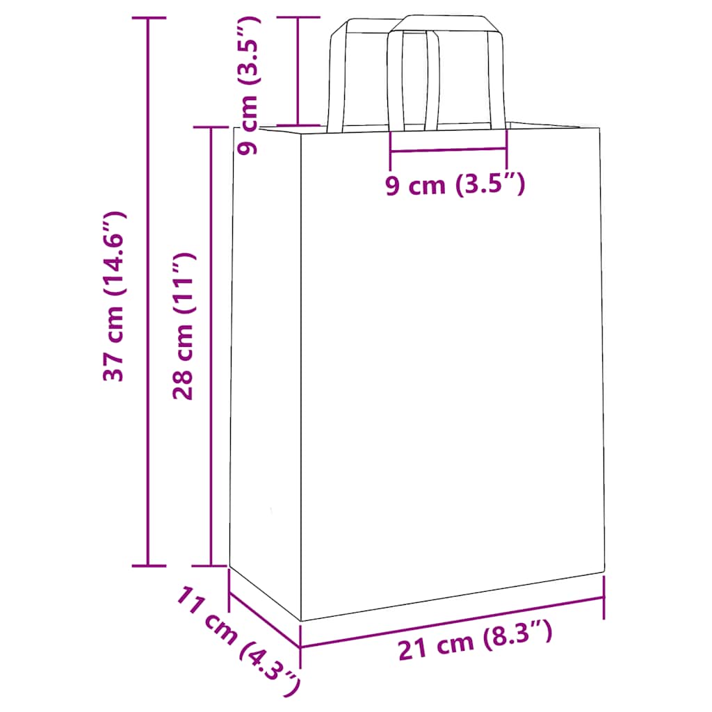 Papiertragetaschen 250 Stk. mit Henkeln Schwarz 21x11x28 cm