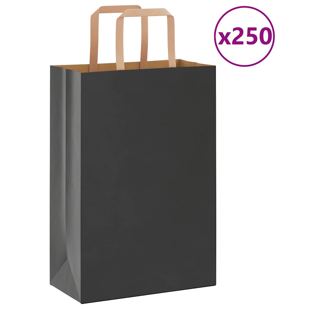 Papiertragetaschen 250 Stk. mit Henkeln Schwarz 21x11x31 cm