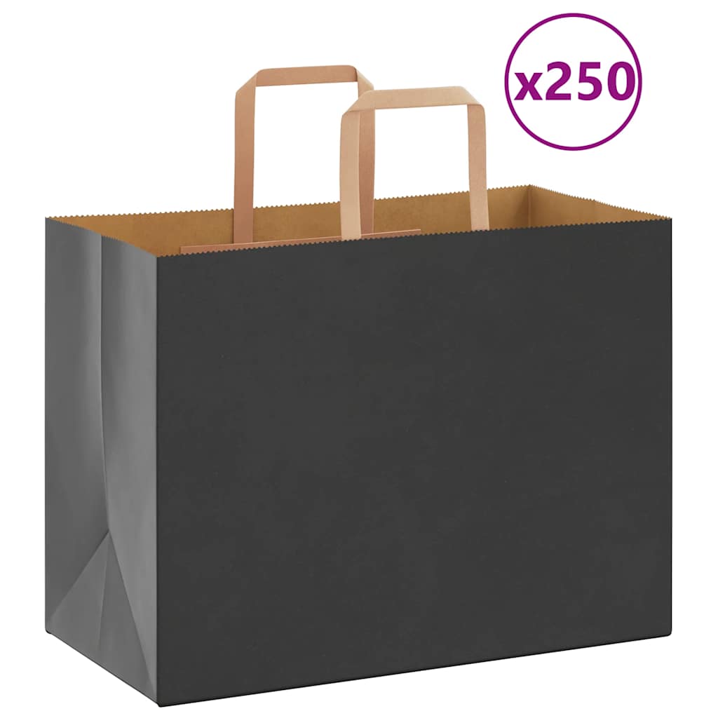 Papiertragetaschen 250 Stk. mit Henkeln Schwarz 32x17x25 cm