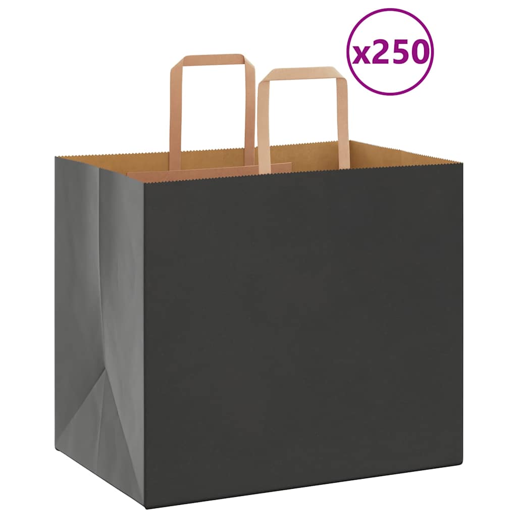 Papiertragetaschen 250 Stk. mit Henkeln Schwarz 32x22x28 cm