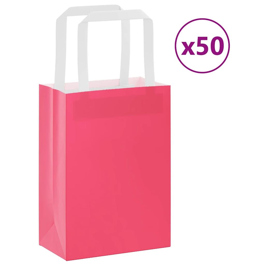 Papiertragetaschen 50 Stk. mit Henkeln Rosa 15x8x21 cm