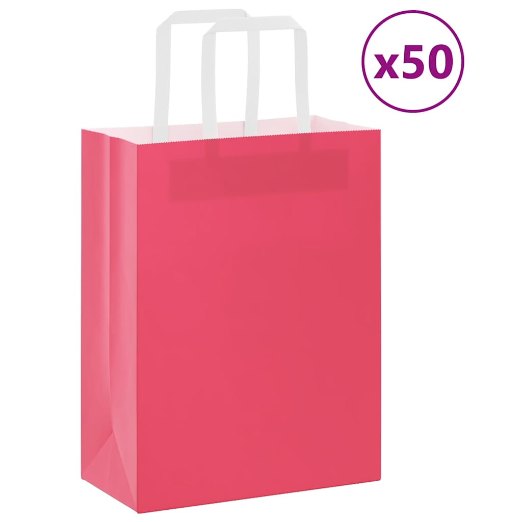 Papiertragetaschen 50 Stk. mit Henkeln Rosa 21x11x28 cm