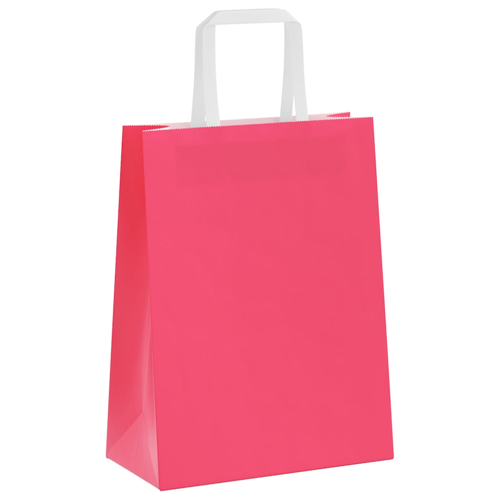 Papiertragetaschen 50 Stk. mit Henkeln Rosa 21x11x28 cm