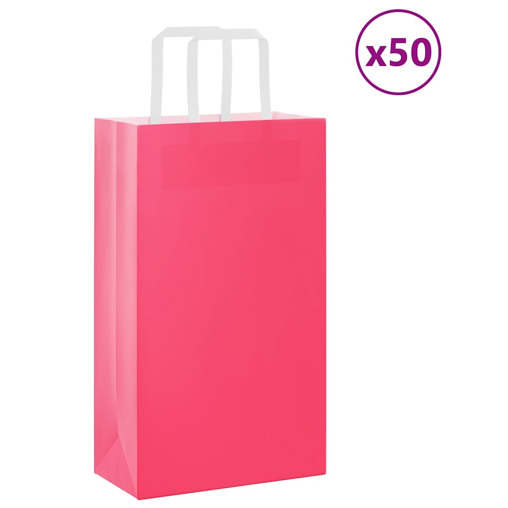 Papiertragetaschen 50 Stk. mit Henkeln Rosa 21x11x36 cm