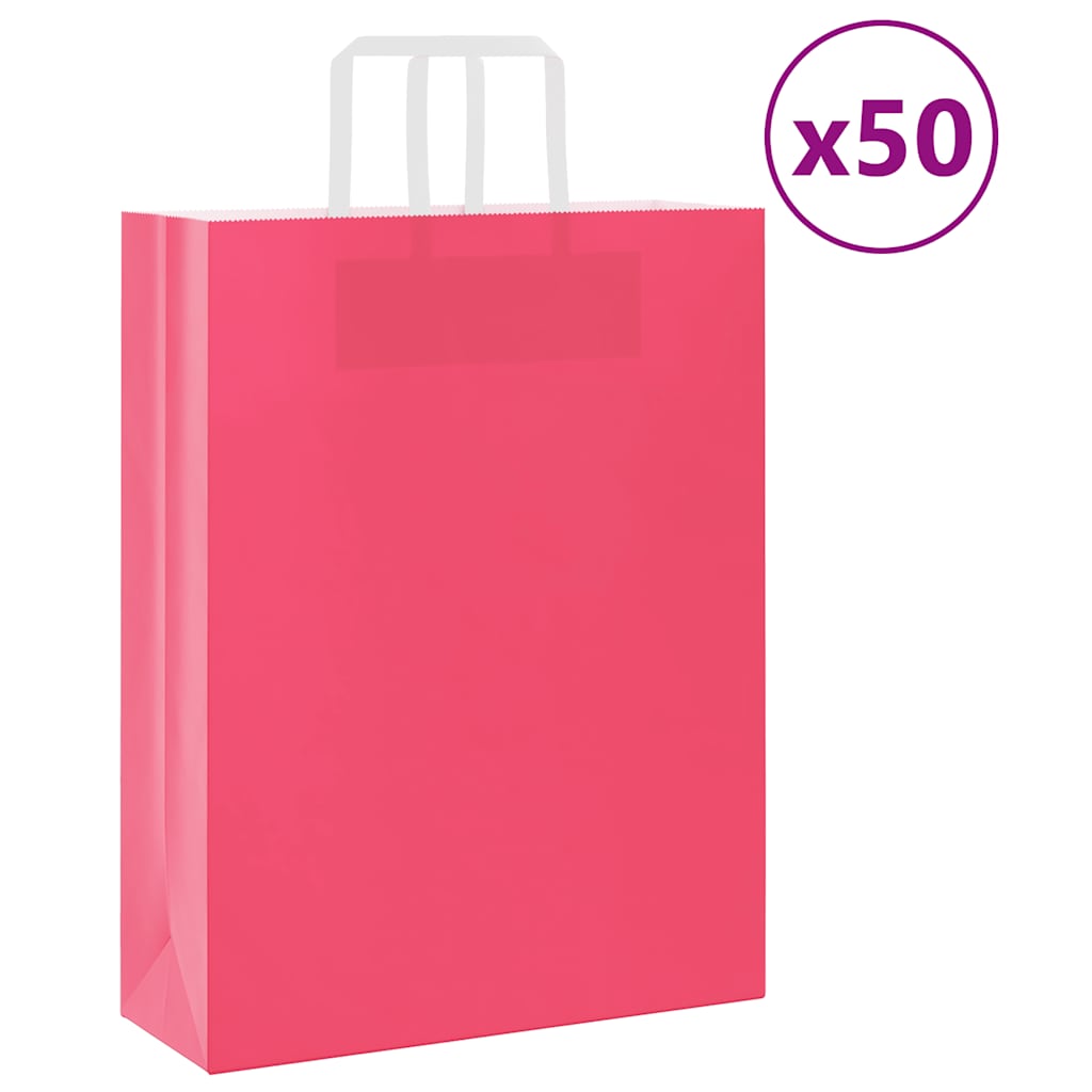 Papiertragetaschen 50 Stk. mit Henkeln Rosa 32x12x42 cm