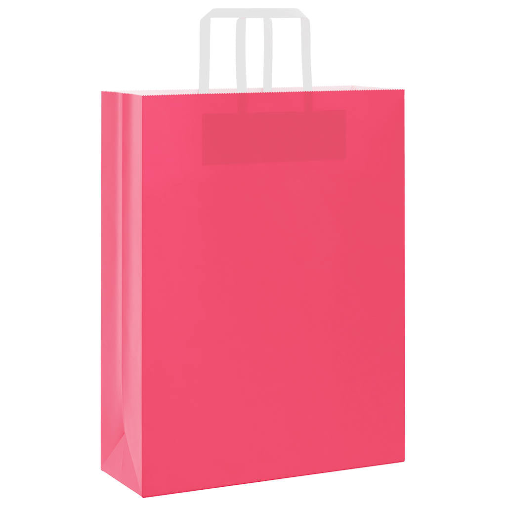 Papiertragetaschen 50 Stk. mit Henkeln Rosa 32x12x42 cm