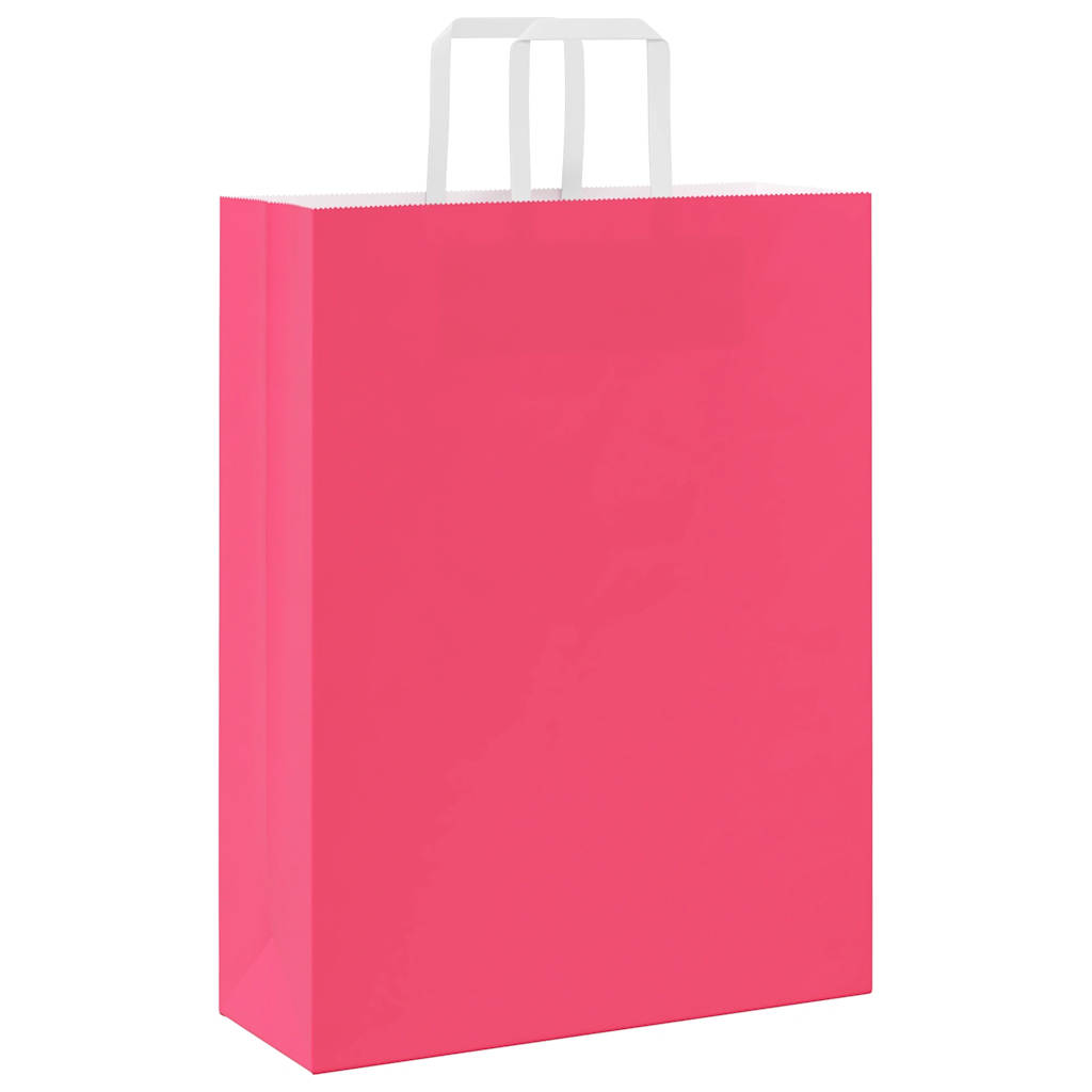 Papiertragetaschen 50 Stk. mit Henkeln Rosa 32x12x42 cm