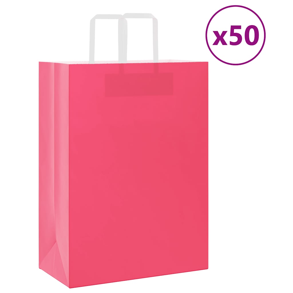 Papiertragetaschen 50 Stk. mit Henkeln Rosa 32x17x44 cm