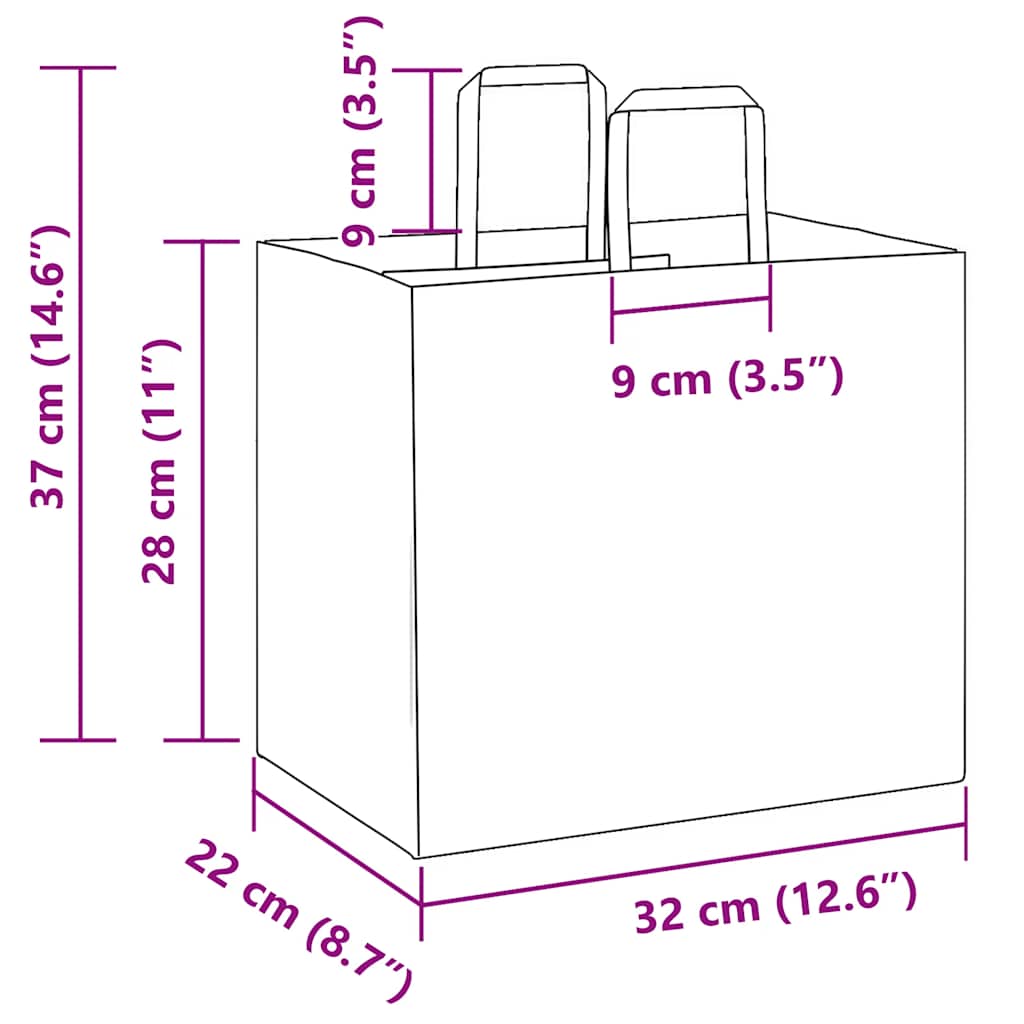 Papiertragetaschen 50 Stk. mit Henkeln Rosa 32x22x28 cm