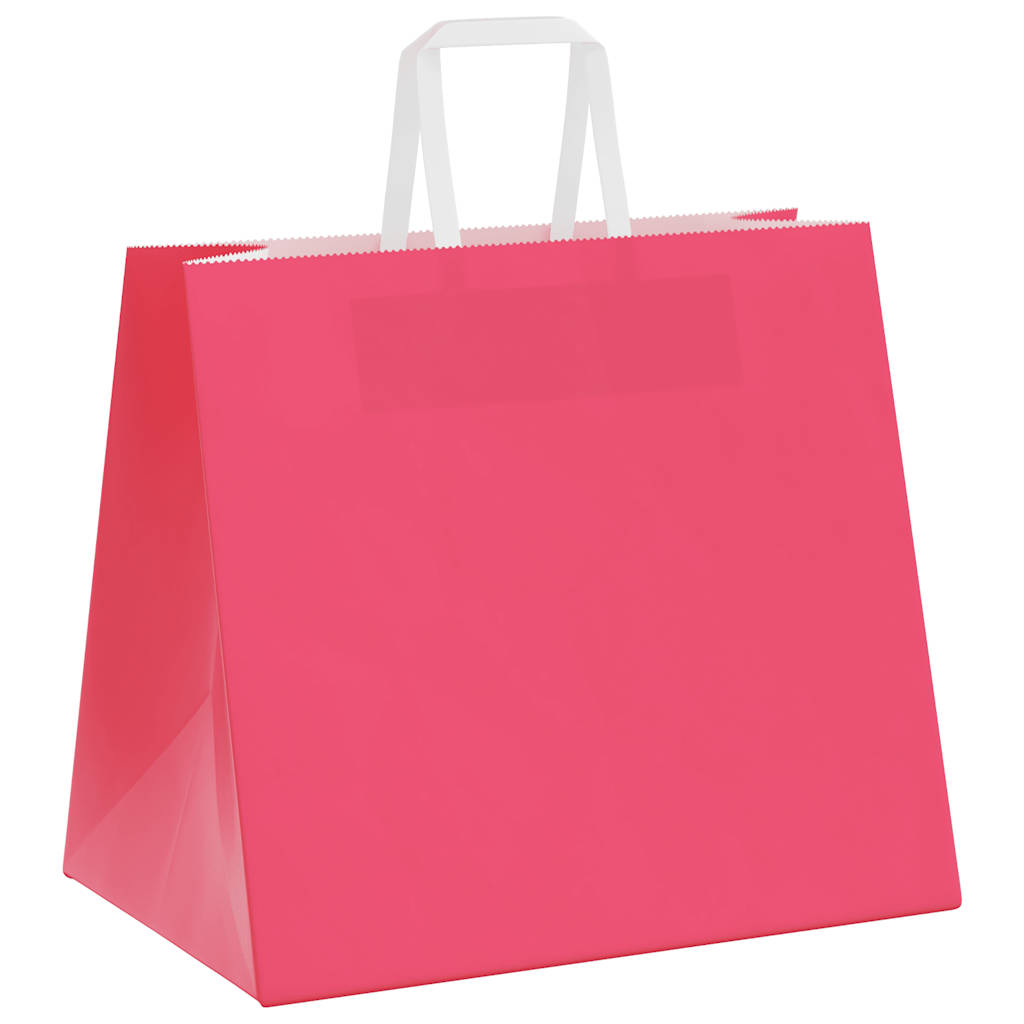 Papiertragetaschen 50 Stk. mit Henkeln Rosa 32x22x28 cm