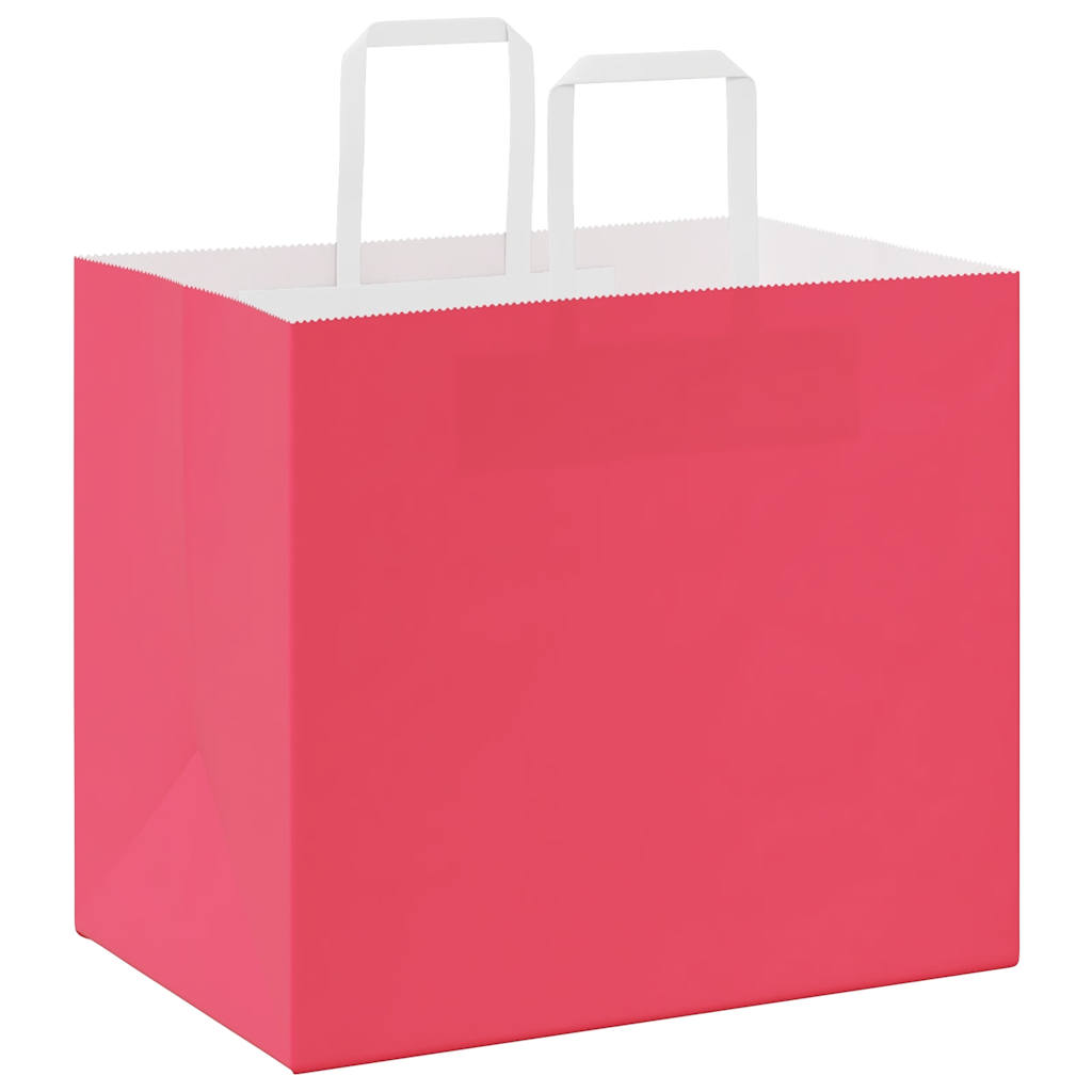 Papiertragetaschen 50 Stk. mit Henkeln Rosa 32x22x28 cm