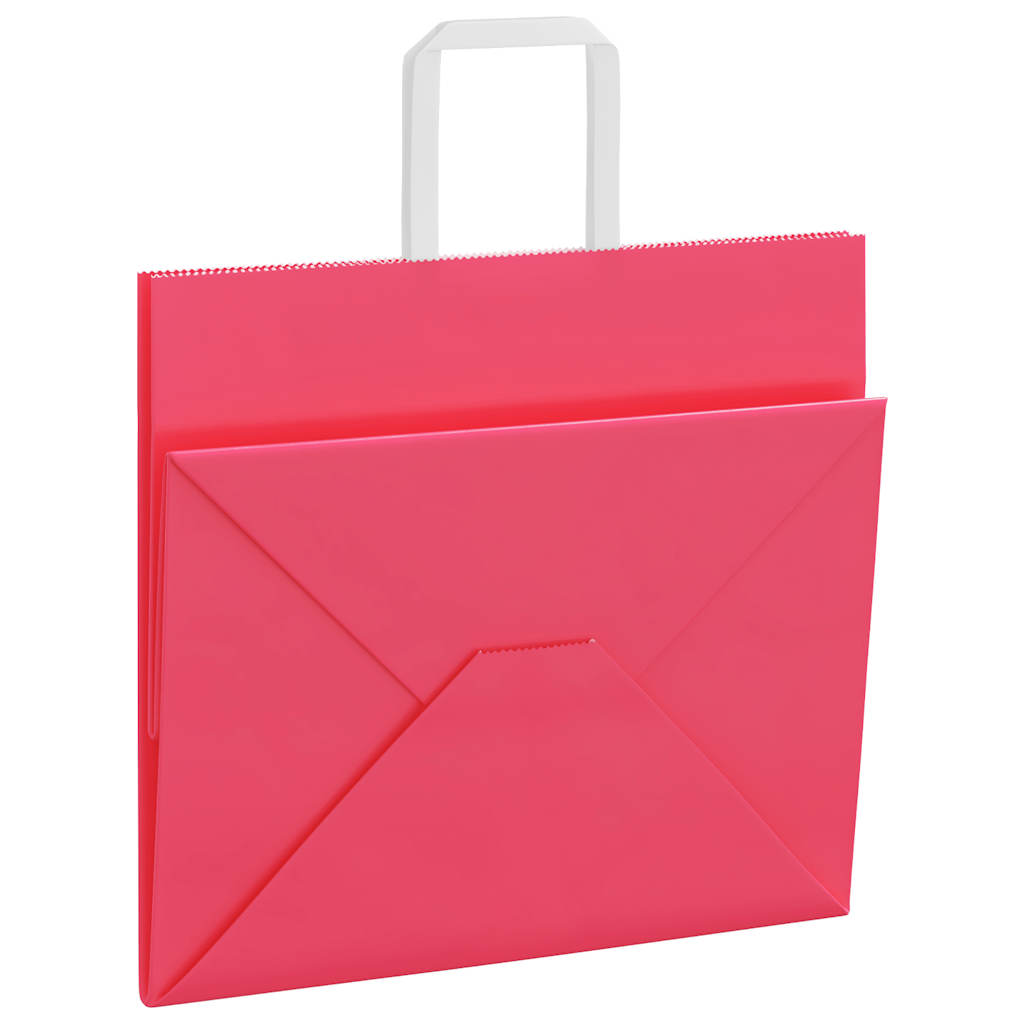 Papiertragetaschen 50 Stk. mit Henkeln Rosa 32x22x28 cm