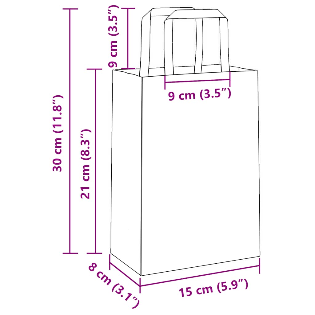Papiertragetaschen 250 Stk. mit Henkeln Rosa 15x8x21 cm