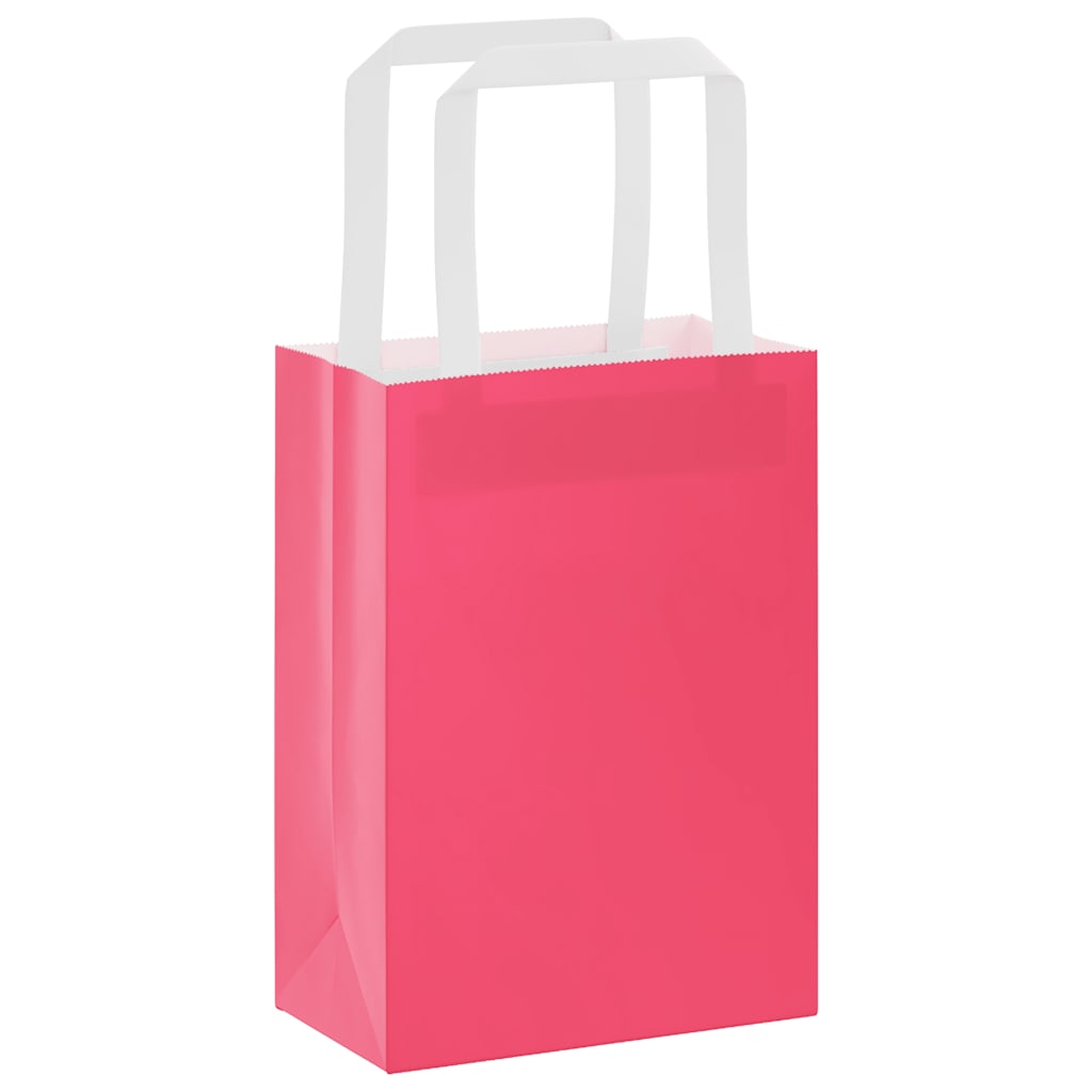 Papiertragetaschen 250 Stk. mit Henkeln Rosa 15x8x21 cm