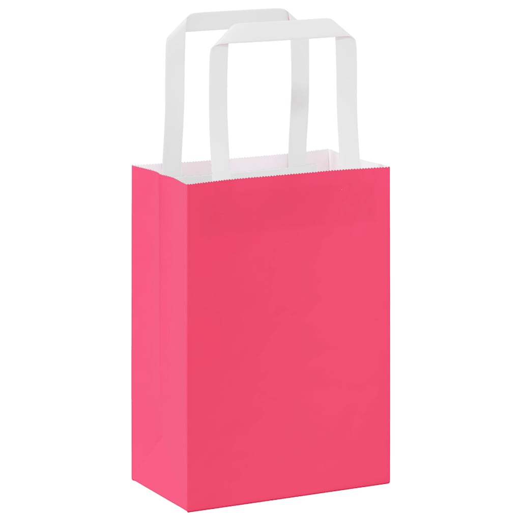 Papiertragetaschen 250 Stk. mit Henkeln Rosa 15x8x21 cm