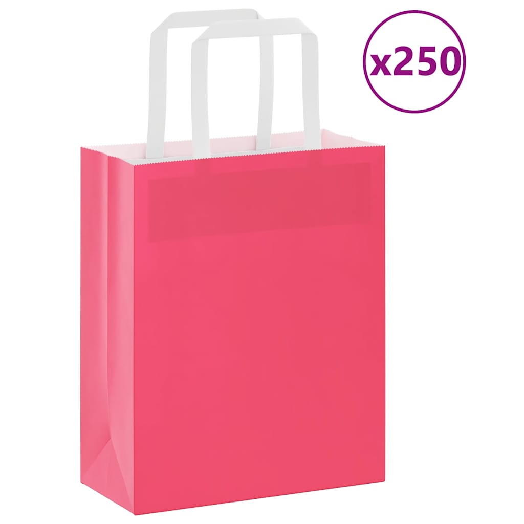 Papiertragetaschen 250 Stk. mit Henkeln Rosa 18x8x22 cm