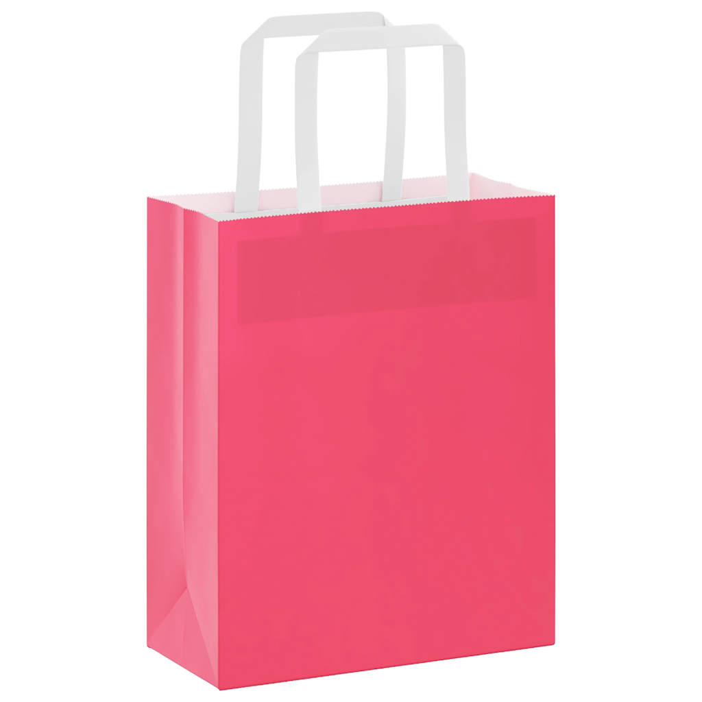 Papiertragetaschen 250 Stk. mit Henkeln Rosa 18x8x22 cm
