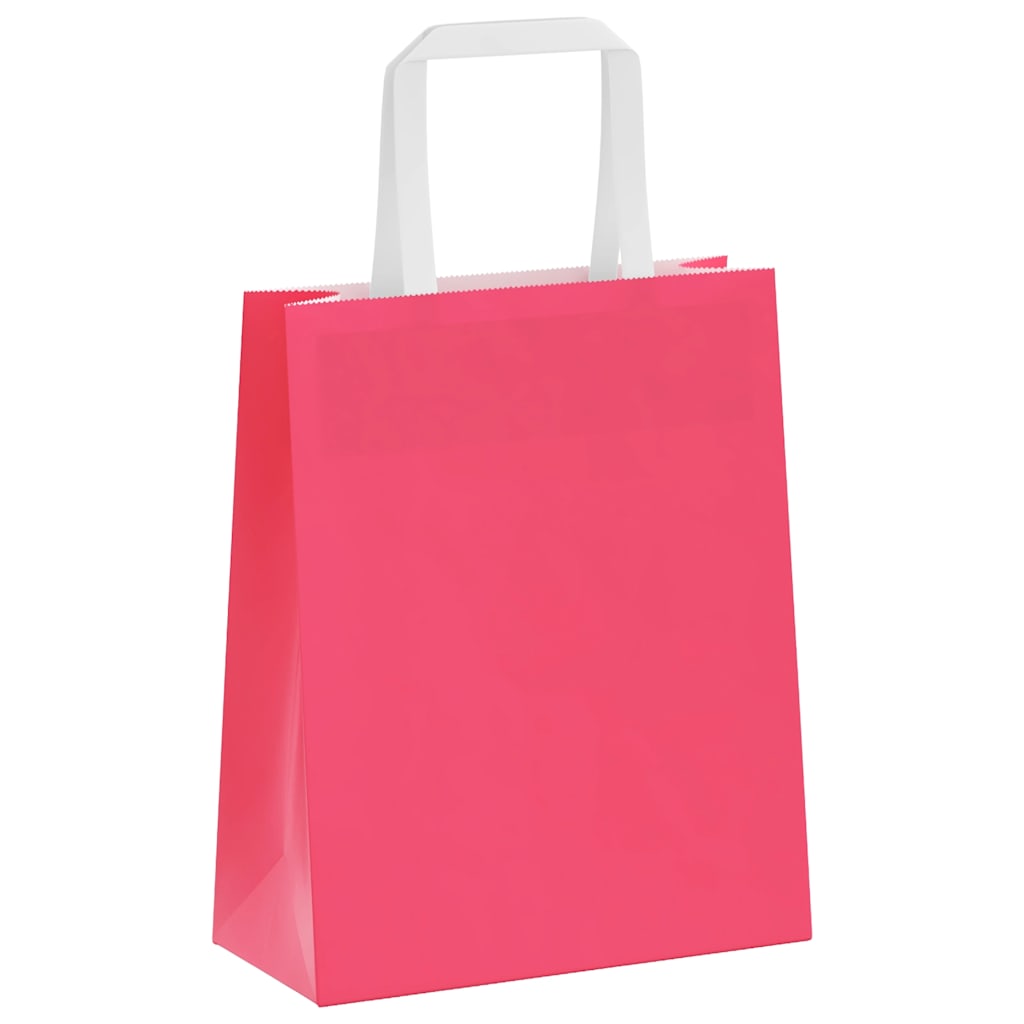 Papiertragetaschen 250 Stk. mit Henkeln Rosa 18x8x22 cm