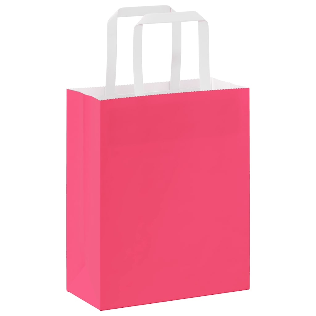 Papiertragetaschen 250 Stk. mit Henkeln Rosa 18x8x22 cm