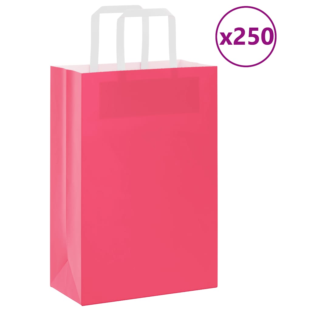 Papiertragetaschen 250 Stk. mit Henkeln Rosa 21x11x31 cm