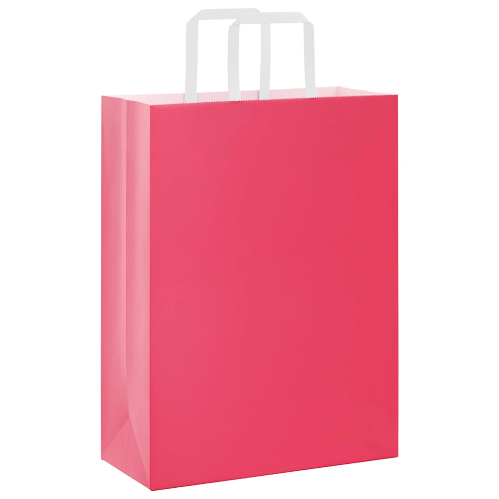 Papiertragetaschen 250 Stk. mit Henkeln Rosa 26x12x35 cm