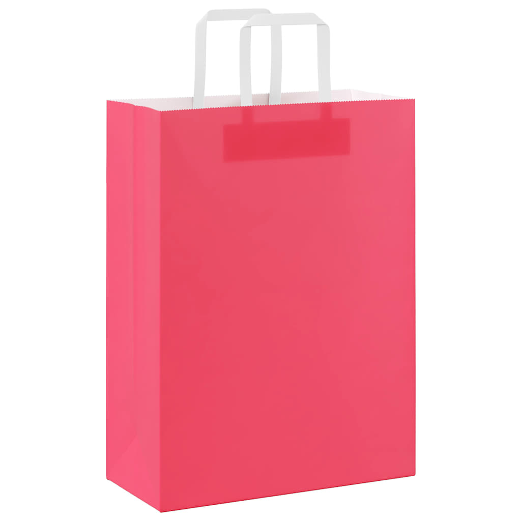 Papiertragetaschen 250 Stk. mit Henkeln Rosa 26x12x35 cm