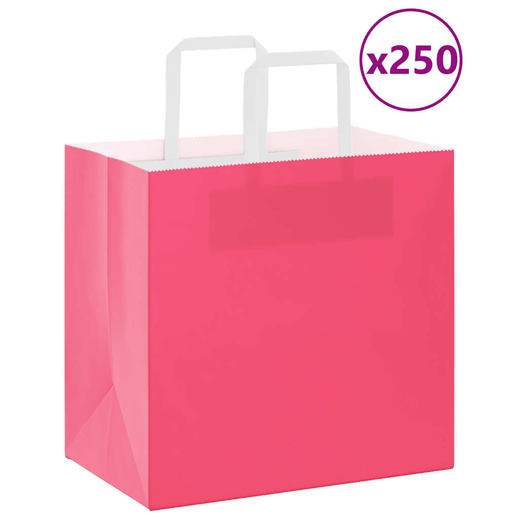 Papiertragetaschen 250 Stk. mit Henkeln Rosa 26x17x25 cm