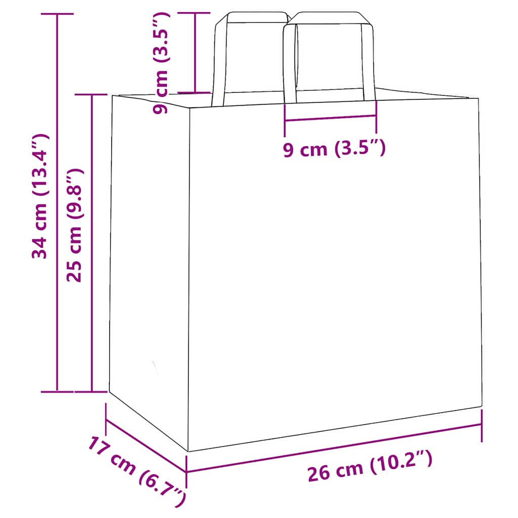 Paper carrier bags 250 pcs. with handles pink 26x17x25 cm