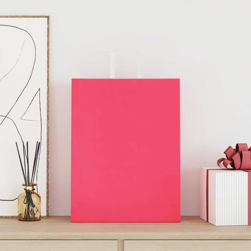 Papiertragetaschen 250 Stk. mit Henkeln Rosa 32x12x42 cm