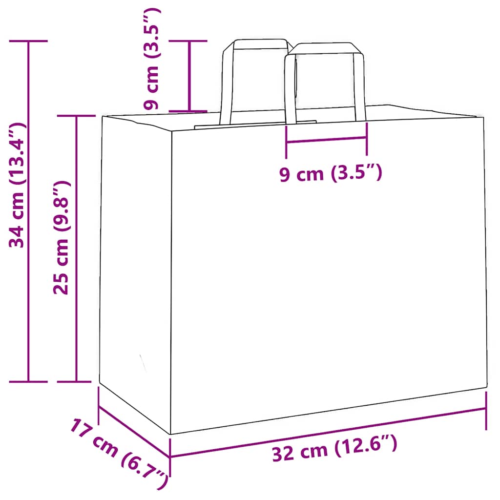 Papiertragetaschen 250 Stk. mit Henkeln Rosa 32x17x25 cm