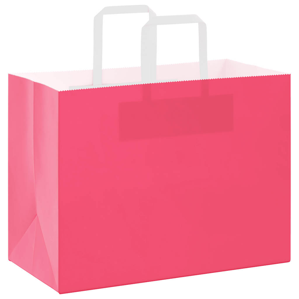 Papiertragetaschen 250 Stk. mit Henkeln Rosa 32x17x25 cm