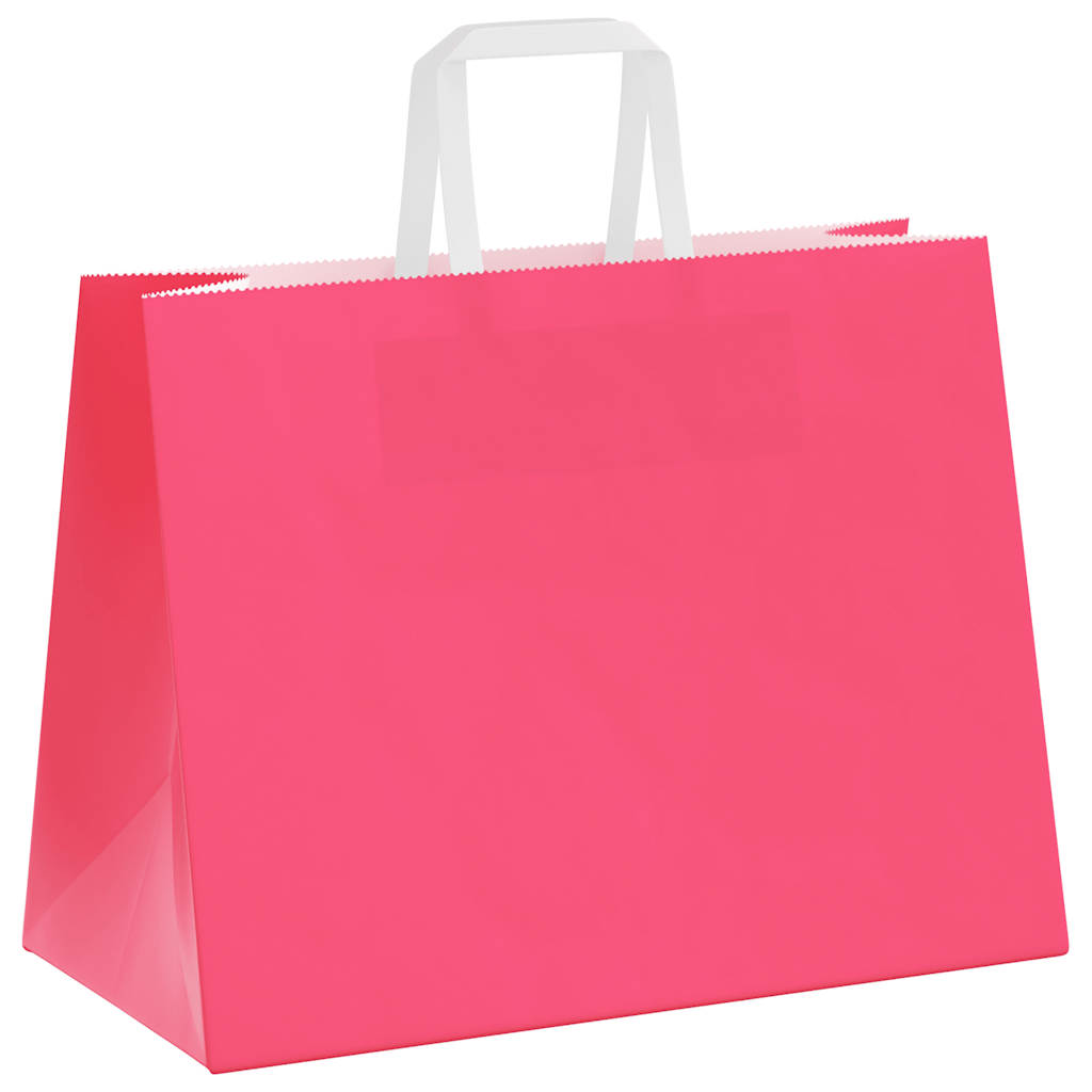 Papiertragetaschen 250 Stk. mit Henkeln Rosa 32x17x25 cm