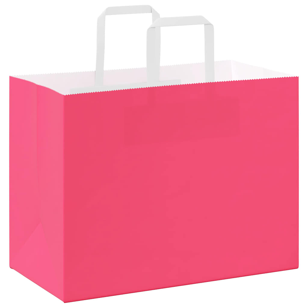 Papiertragetaschen 250 Stk. mit Henkeln Rosa 32x17x25 cm