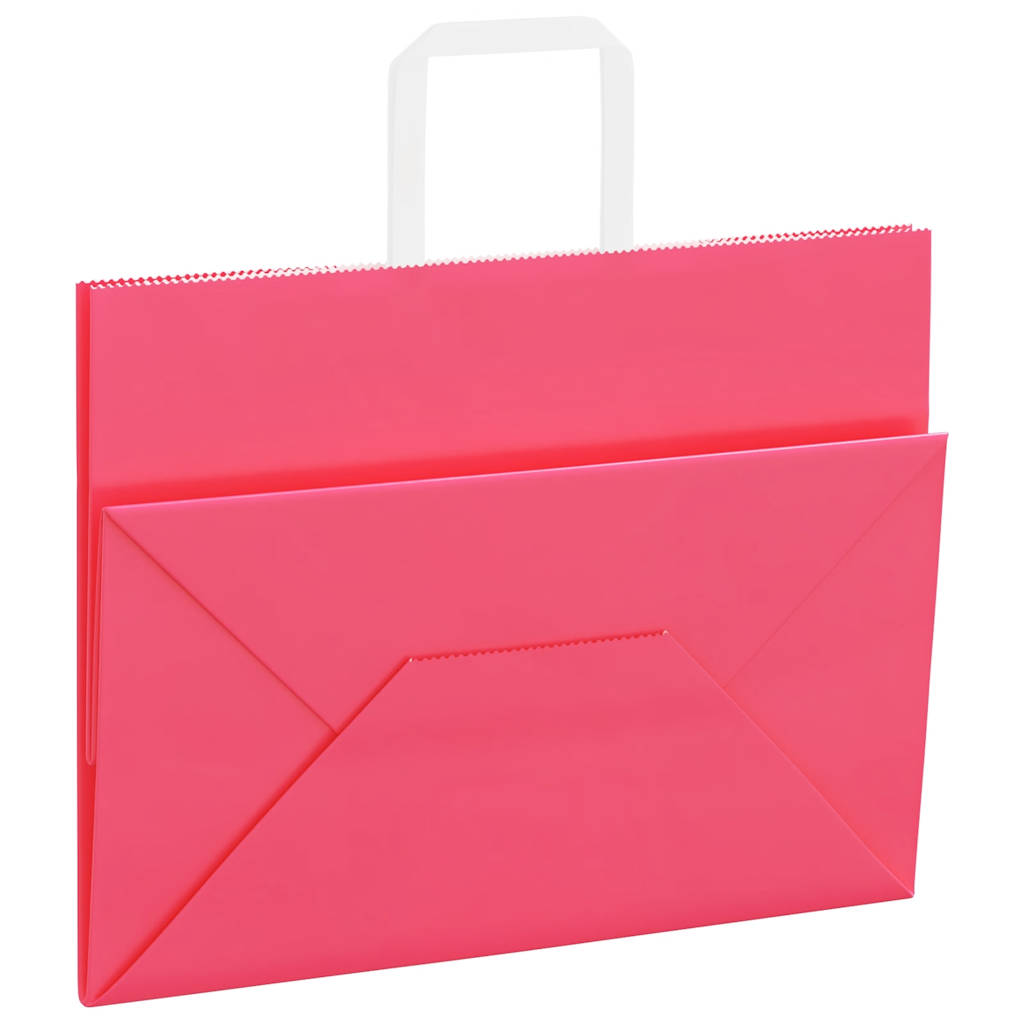Papiertragetaschen 250 Stk. mit Henkeln Rosa 32x17x25 cm