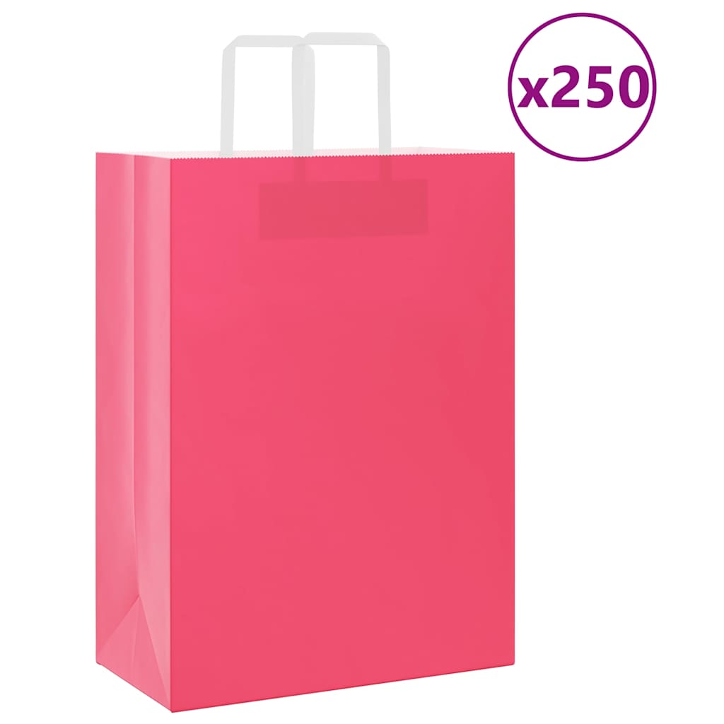 Papiertragetaschen 250 Stk. mit Henkeln Rosa 32x17x44 cm