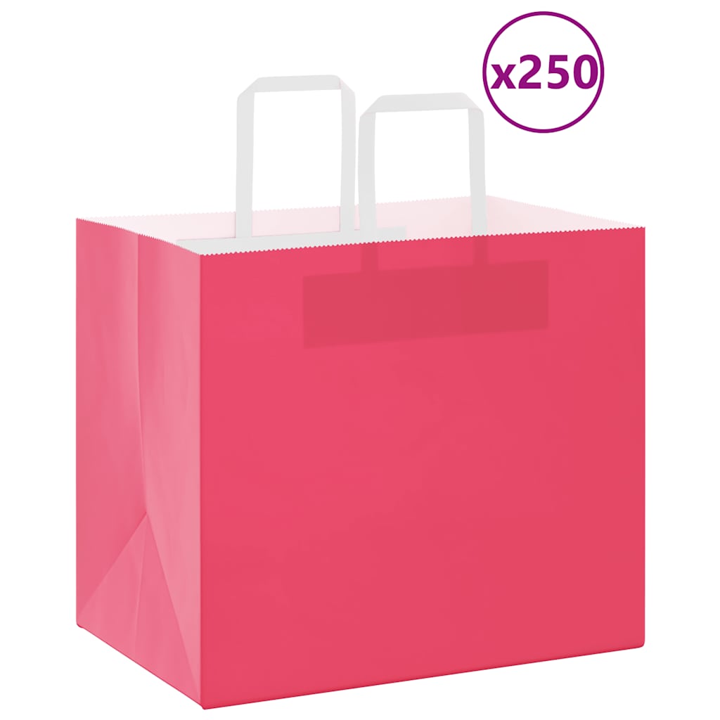 Papiertragetaschen 250 Stk. mit Henkeln Rosa 32x22x28 cm