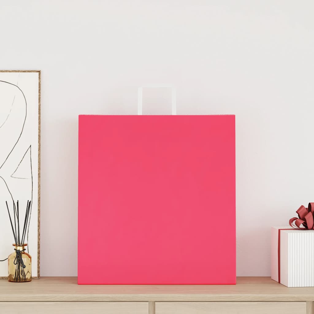 Papiertragetaschen 250 Stk. mit Henkeln Rosa 45x17x48 cm