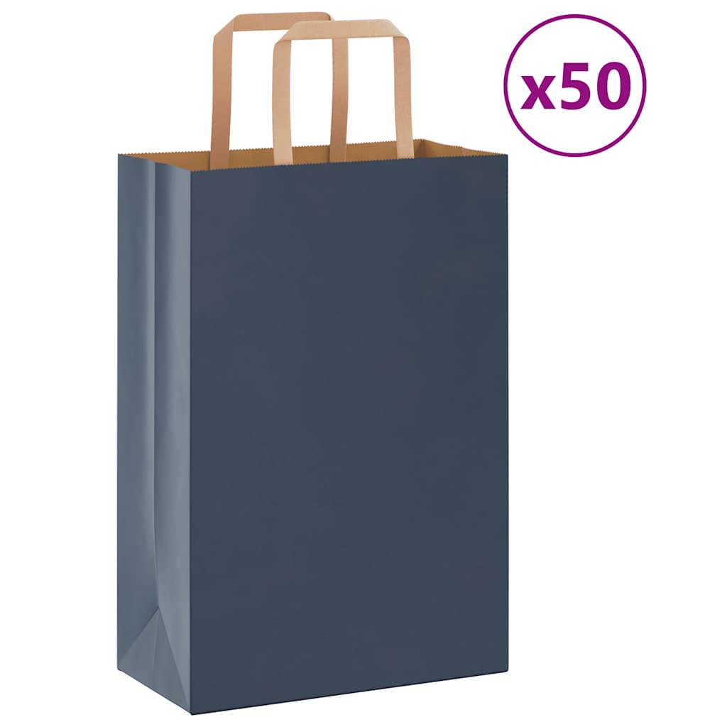 Papiertragetaschen 50 Stk. mit Henkeln Blau 21x11x31 cm