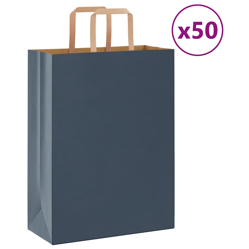 Papiertragetaschen 50 Stk. mit Henkeln Blau 26x12x35 cm