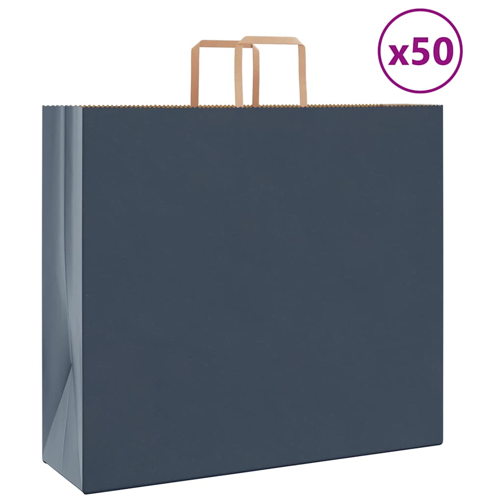Papiertragetaschen 50 Stk. mit Henkeln Blau 54x15x49 cm