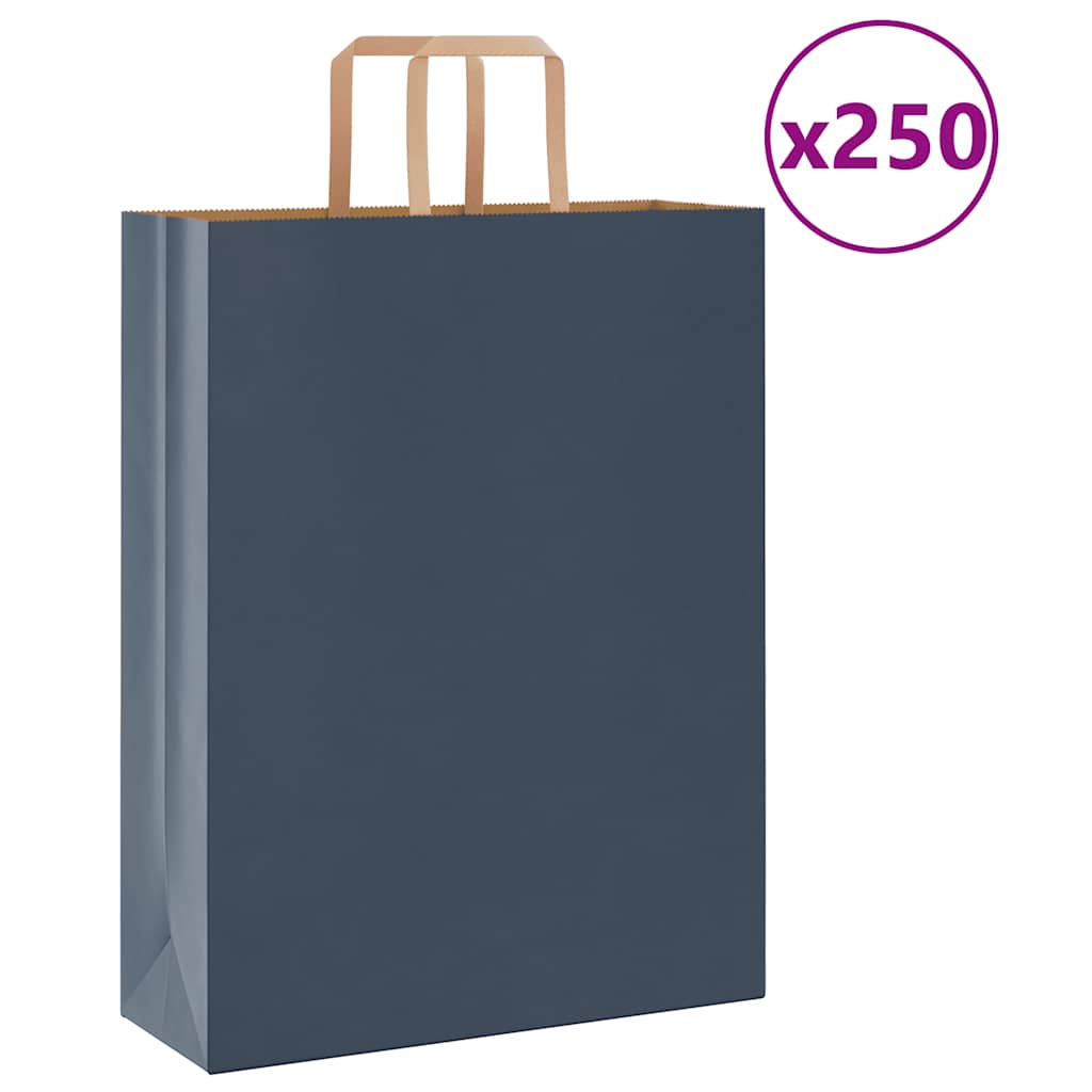 Papiertragetaschen 250 Stk. mit Henkeln Blau 32x12x42 cm