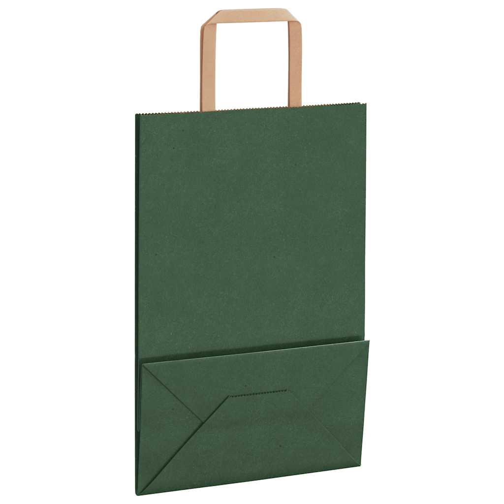 Papiertragetaschen 50 Stk. mit Henkeln Grün 21x11x31 cm