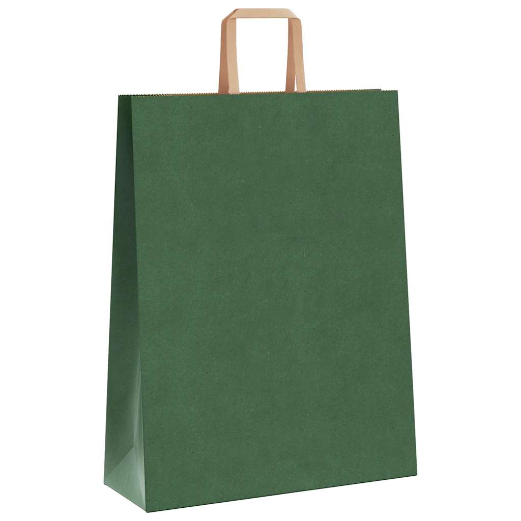 Papiertragetaschen 50 Stk. mit Henkeln Grün 32x12x42 cm