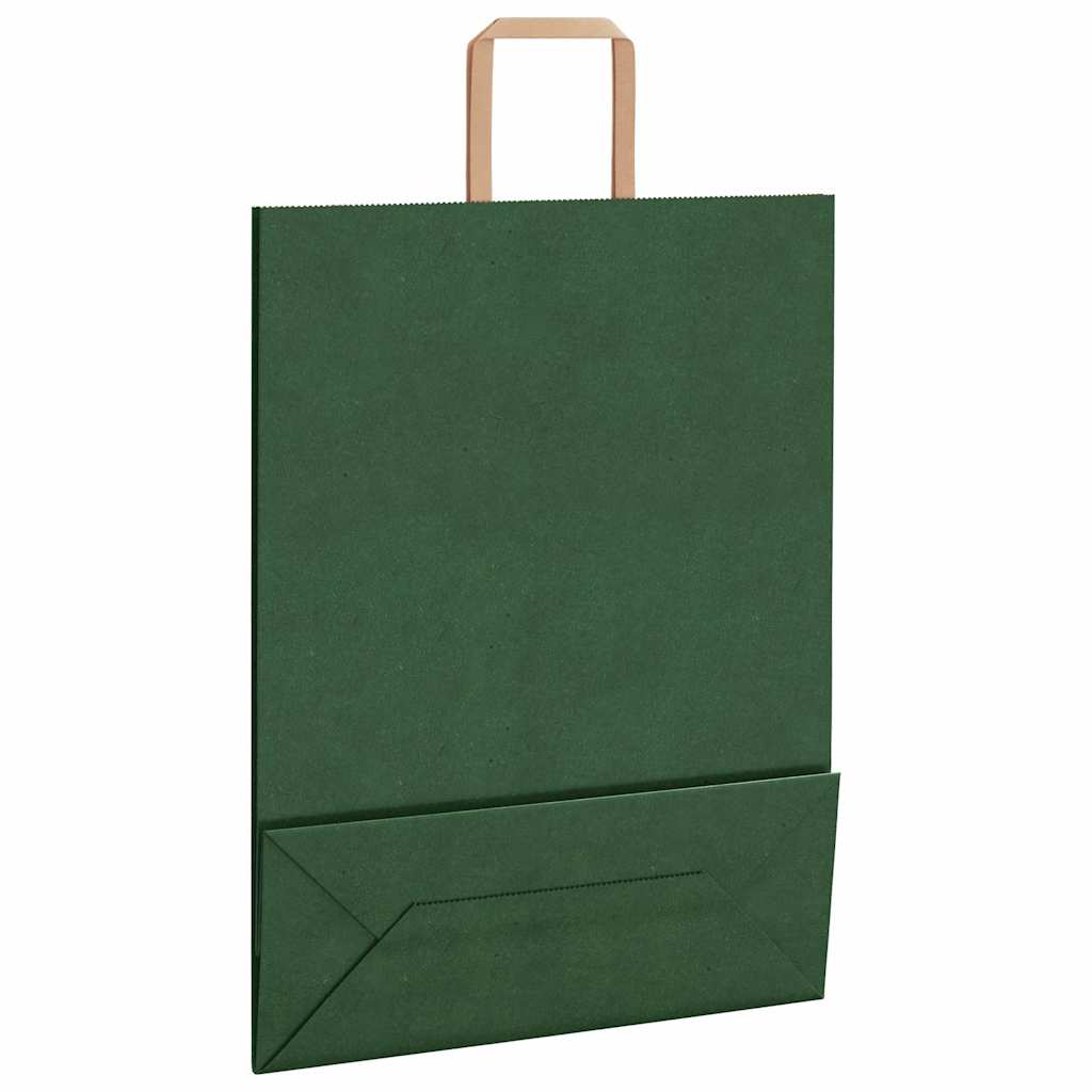 Papiertragetaschen 50 Stk. mit Henkeln Grün 32x12x42 cm